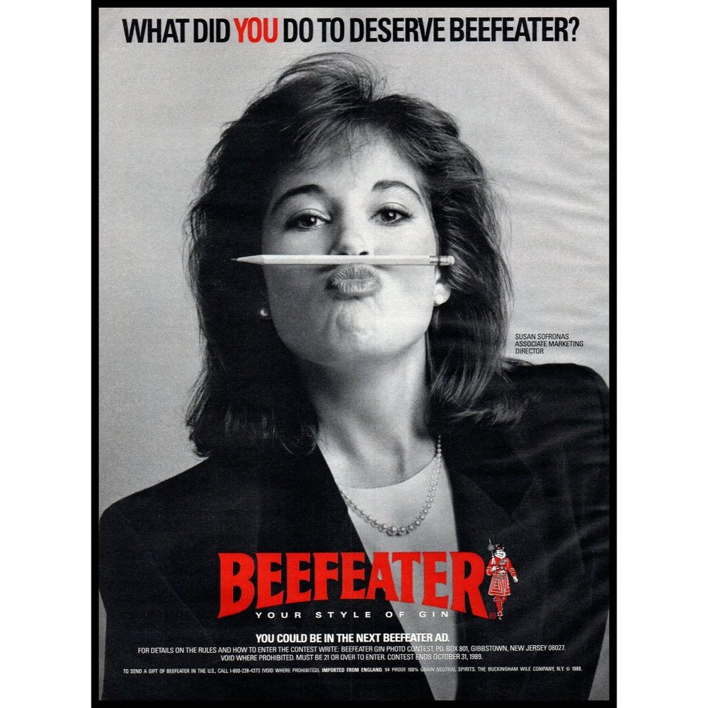 1988 Beefeater Gin Vintage Print Ad Woman Businesswoman 80s Fashion Wall Art